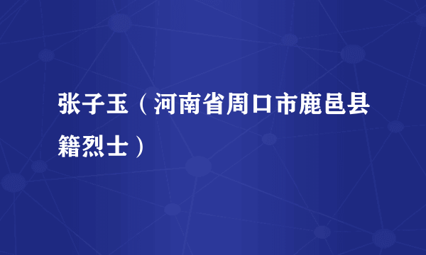 张子玉（河南省周口市鹿邑县籍烈士）