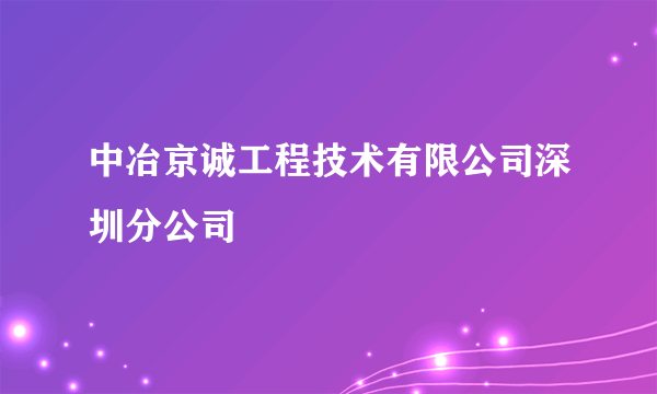 中冶京诚工程技术有限公司深圳分公司