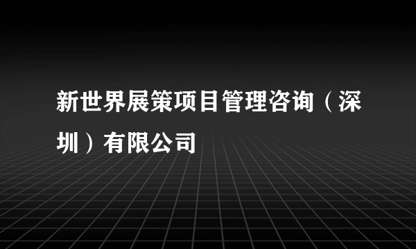 新世界展策项目管理咨询（深圳）有限公司