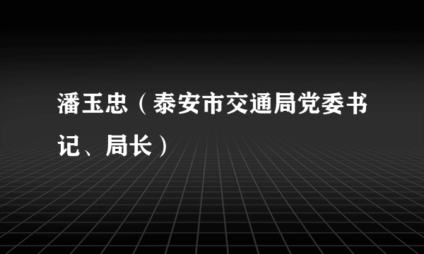 潘玉忠（泰安市交通局党委书记、局长）