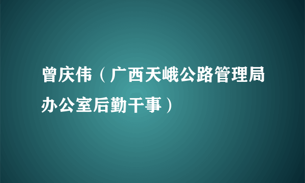 曾庆伟（广西天峨公路管理局办公室后勤干事）