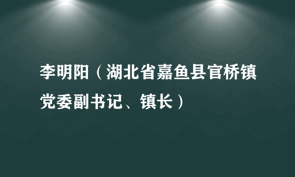 李明阳（湖北省嘉鱼县官桥镇党委副书记、镇长）