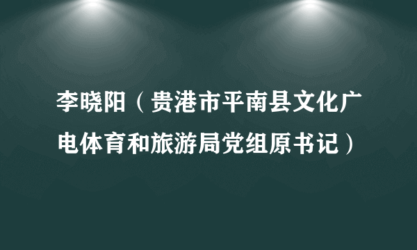 李晓阳（贵港市平南县文化广电体育和旅游局党组原书记）