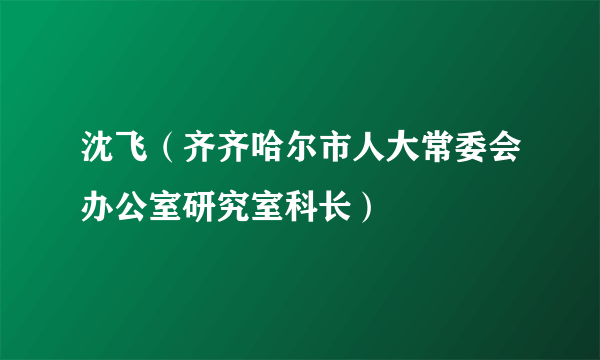 沈飞（齐齐哈尔市人大常委会办公室研究室科长）