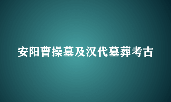 安阳曹操墓及汉代墓葬考古