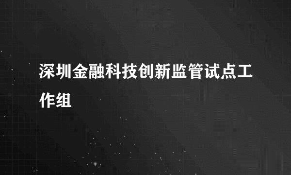 深圳金融科技创新监管试点工作组