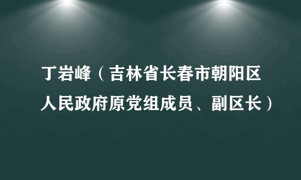 丁岩峰（吉林省长春市朝阳区人民政府原党组成员、副区长）