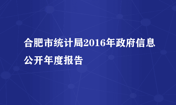 合肥市统计局2016年政府信息公开年度报告