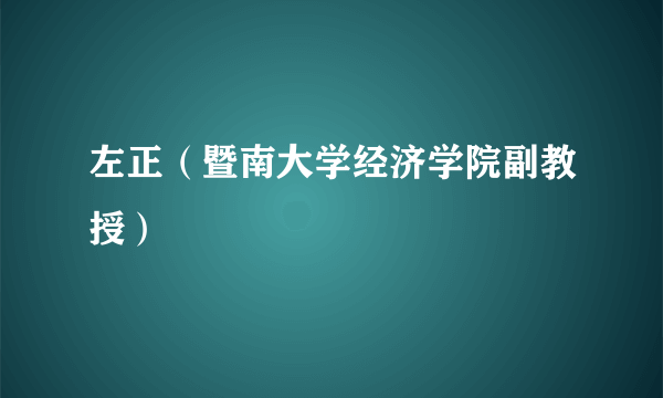 左正（暨南大学经济学院副教授）