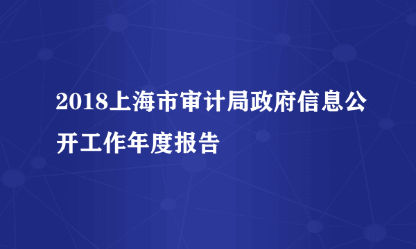 2018上海市审计局政府信息公开工作年度报告