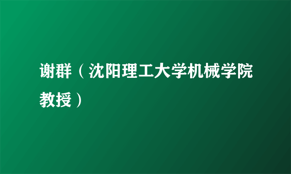 谢群（沈阳理工大学机械学院教授）