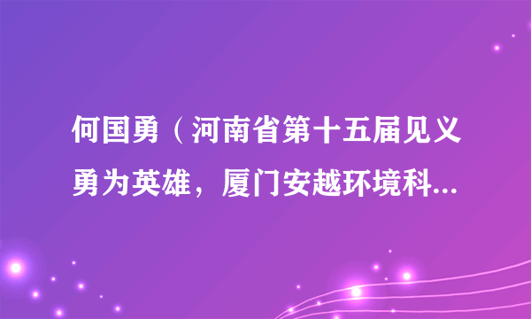 何国勇（河南省第十五届见义勇为英雄，厦门安越环境科技股份有限公司原员工）