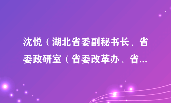 沈悦（湖北省委副秘书长、省委政研室（省委改革办、省委财经办）主任）