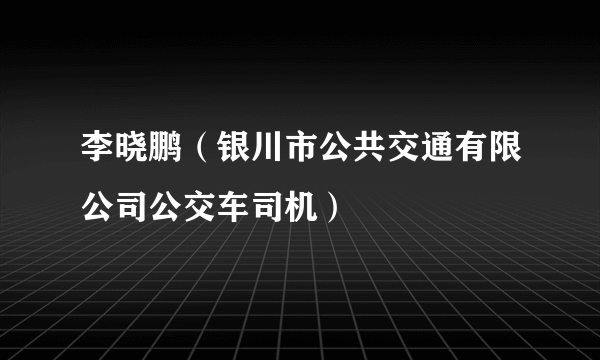 李晓鹏（银川市公共交通有限公司公交车司机）