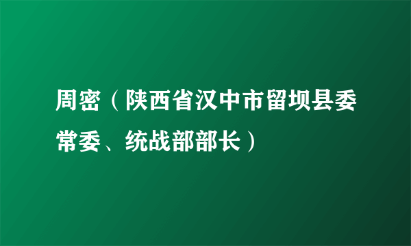 周密（陕西省汉中市留坝县委常委、统战部部长）