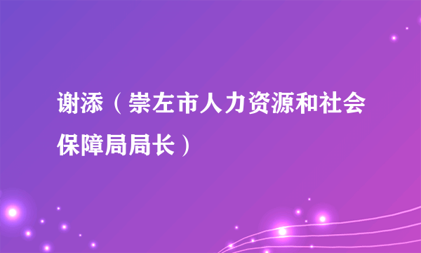 谢添（崇左市人力资源和社会保障局局长）