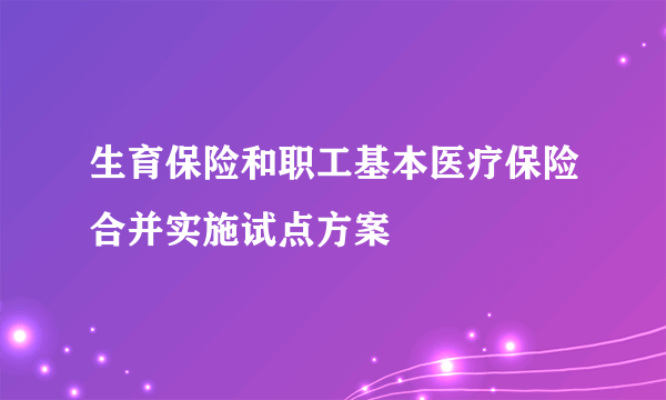 生育保险和职工基本医疗保险合并实施试点方案