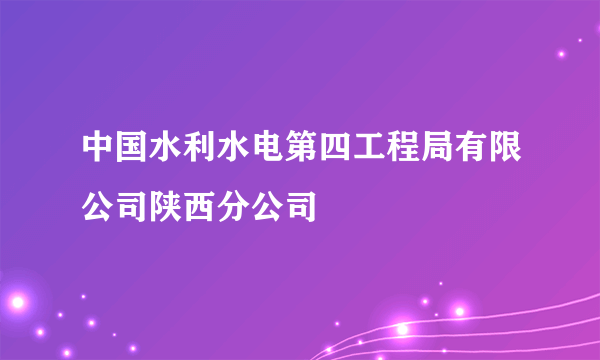 中国水利水电第四工程局有限公司陕西分公司