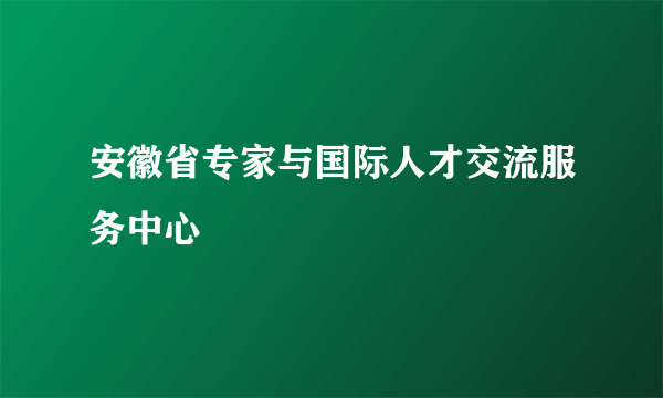 安徽省专家与国际人才交流服务中心