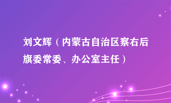 刘文辉（内蒙古自治区察右后旗委常委、办公室主任）