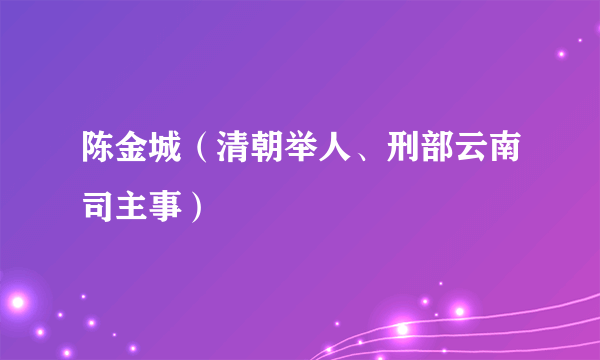 陈金城（清朝举人、刑部云南司主事）