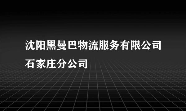 沈阳黑曼巴物流服务有限公司石家庄分公司