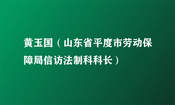 黄玉国（山东省平度市劳动保障局信访法制科科长）