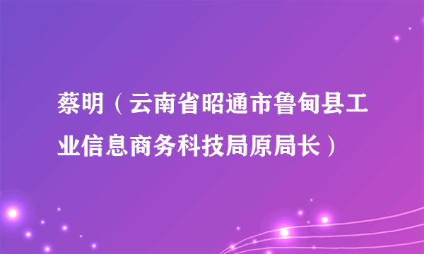 蔡明（云南省昭通市鲁甸县工业信息商务科技局原局长）