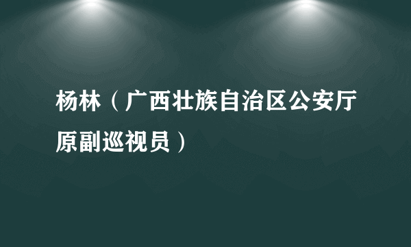 杨林（广西壮族自治区公安厅原副巡视员）