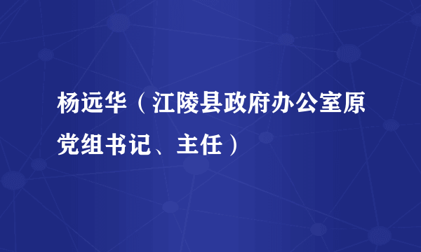 杨远华（江陵县政府办公室原党组书记、主任）