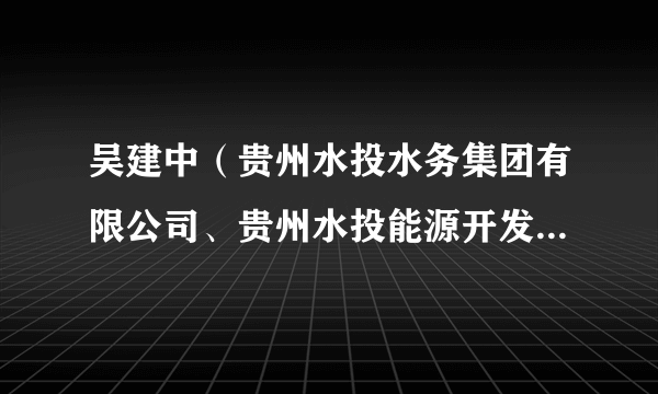 吴建中（贵州水投水务集团有限公司、贵州水投能源开发有限责任公司原副总经理）