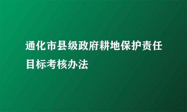 通化市县级政府耕地保护责任目标考核办法