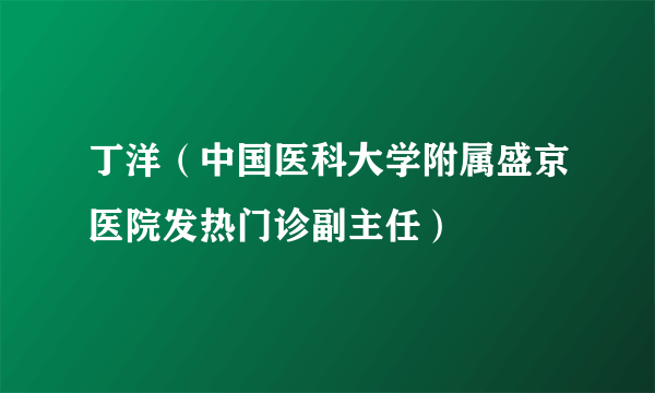 丁洋（中国医科大学附属盛京医院发热门诊副主任）