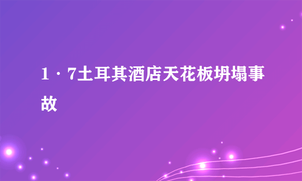 1·7土耳其酒店天花板坍塌事故