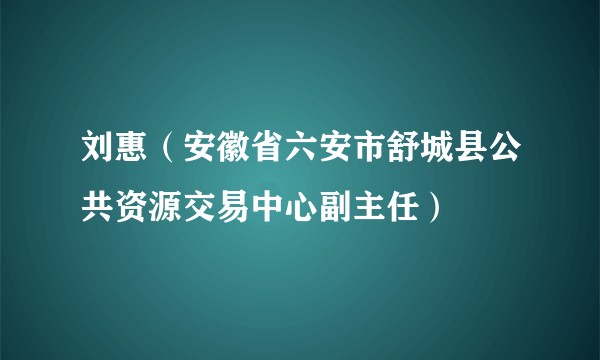 刘惠（安徽省六安市舒城县公共资源交易中心副主任）