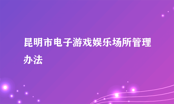 昆明市电子游戏娱乐场所管理办法