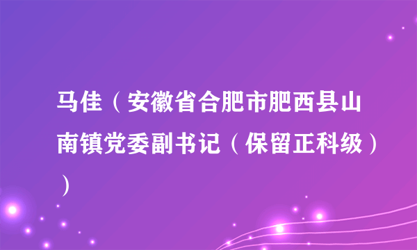 马佳（安徽省合肥市肥西县山南镇党委副书记（保留正科级））