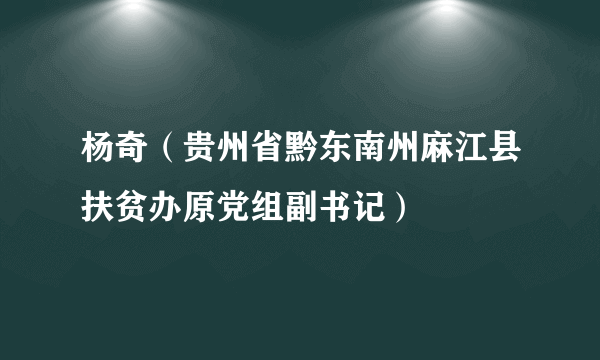 杨奇（贵州省黔东南州麻江县扶贫办原党组副书记）