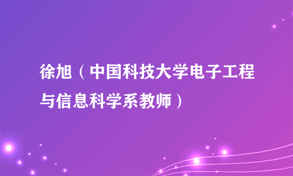 徐旭（中国科技大学电子工程与信息科学系教师）