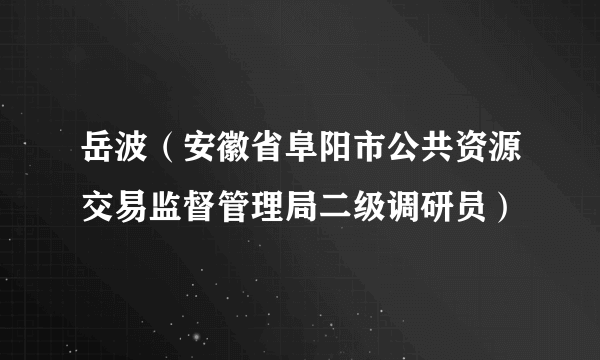 岳波（安徽省阜阳市公共资源交易监督管理局二级调研员）