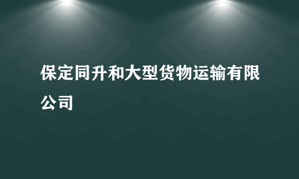 保定同升和大型货物运输有限公司