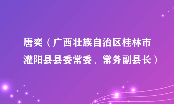 唐奕（广西壮族自治区桂林市灌阳县县委常委、常务副县长）