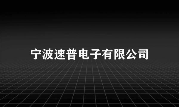 宁波速普电子有限公司