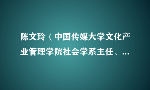 陈文玲（中国传媒大学文化产业管理学院社会学系主任、党支部书记）