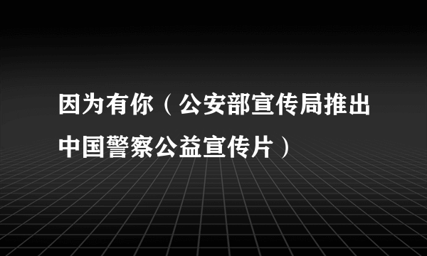 因为有你（公安部宣传局推出中国警察公益宣传片）