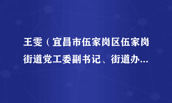 王雯（宜昌市伍家岗区伍家岗街道党工委副书记、街道办事处主任）