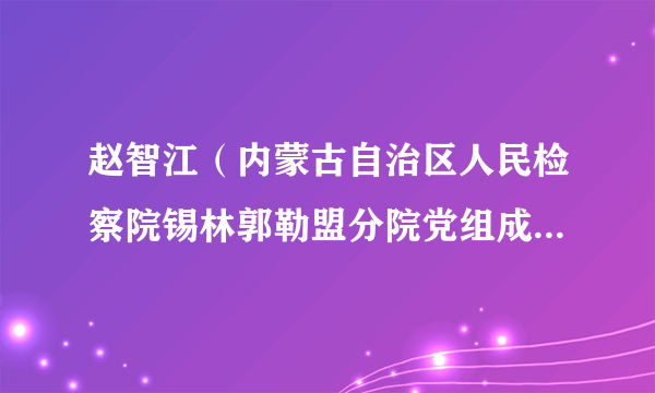 赵智江（内蒙古自治区人民检察院锡林郭勒盟分院党组成员、盟纪委监委派驻分院纪检监察组组长）