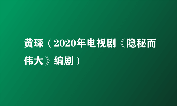 黄琛（2020年电视剧《隐秘而伟大》编剧）