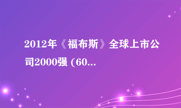 2012年《福布斯》全球上市公司2000强 (601-700)