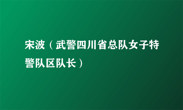 宋波（武警四川省总队女子特警队区队长）